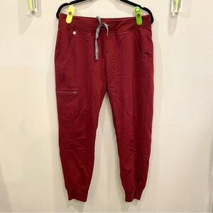 FIGS | Zamora High Waisted Jogger Scrub Pants in Burgundy